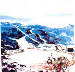 Crtez ciljnog prostora staze za Spust na Babinom dolu na Bjelasnici, iz neke od predolimpijskih brosura.